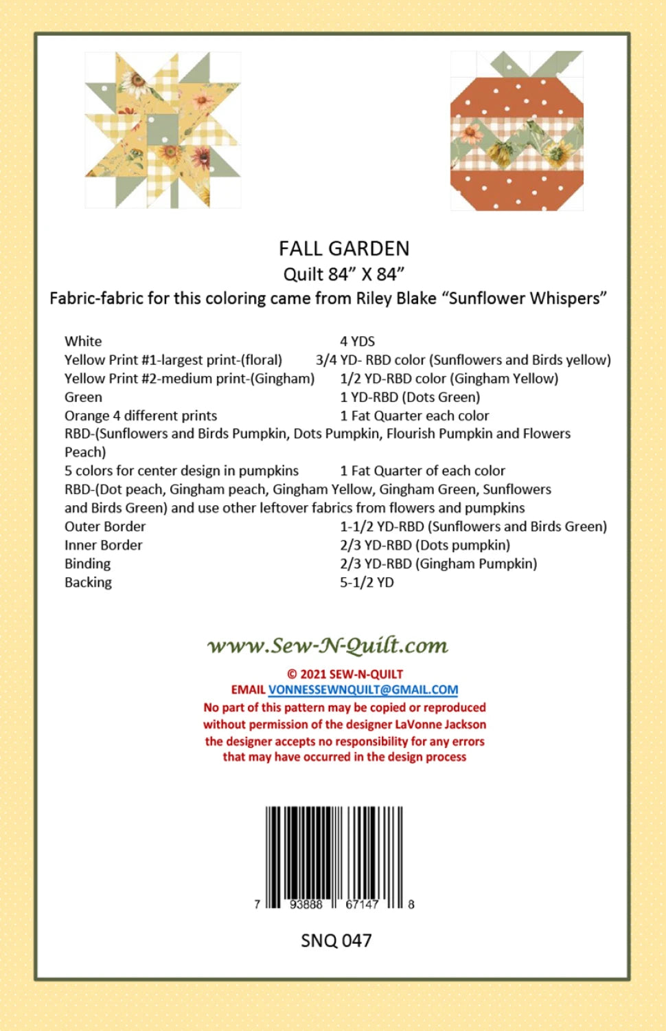 Fall Garden Quilt Pattern