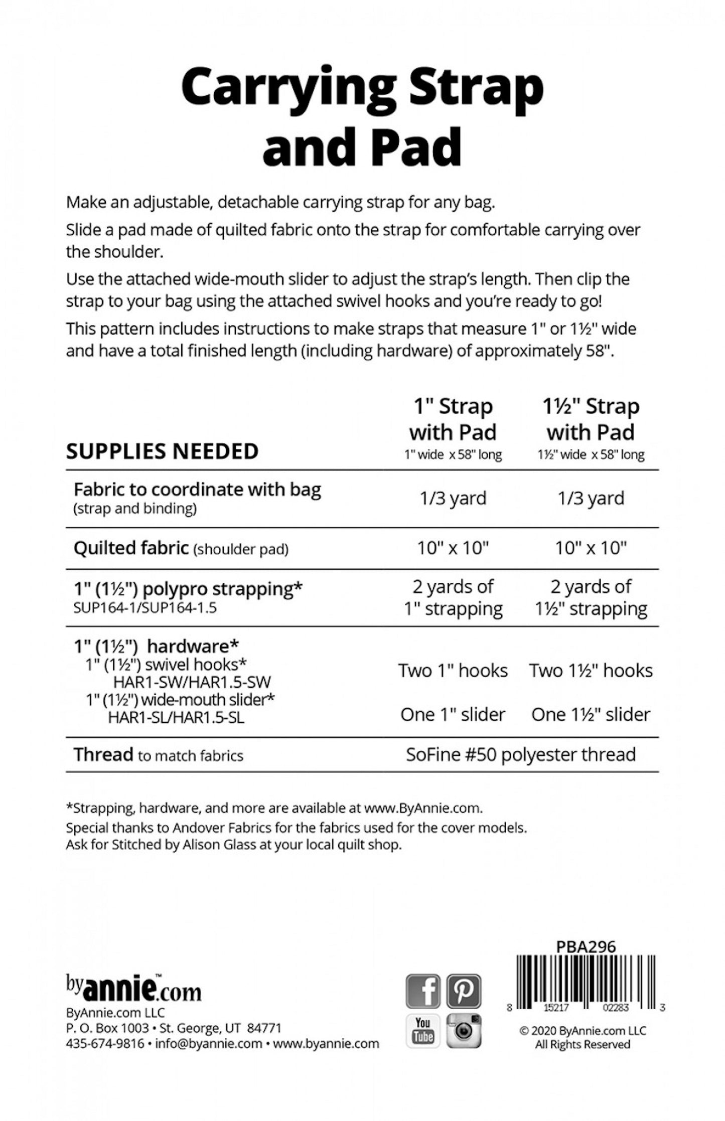 Carrying Strap and Pad Paper Pattern