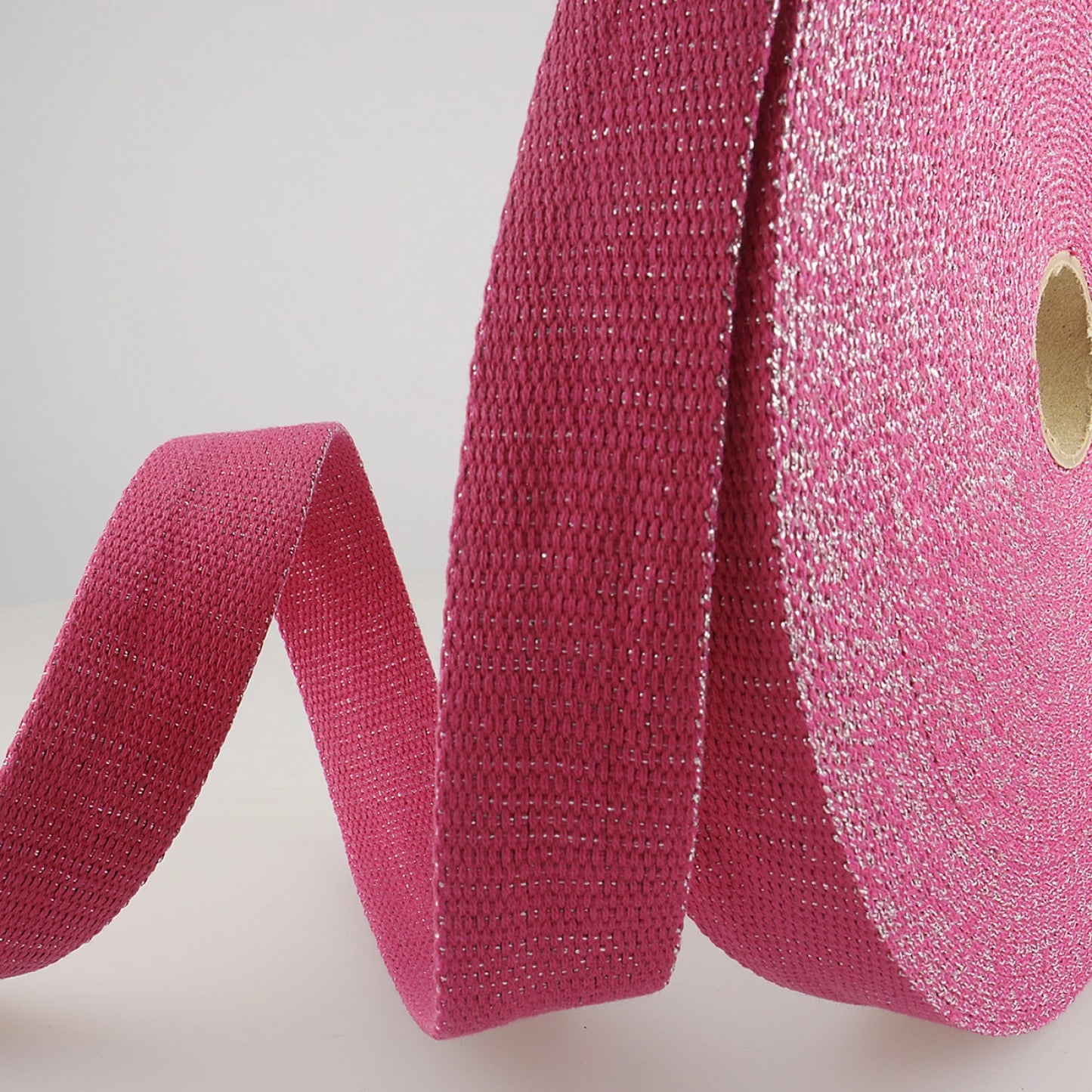 1 3/16" Webbing- Fuchsia/Silver Metallic: Sold By the Yard