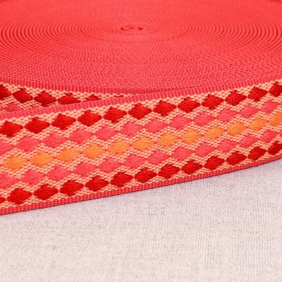 1.5" Rhombus Webbing- Pink: Sold By the Yard