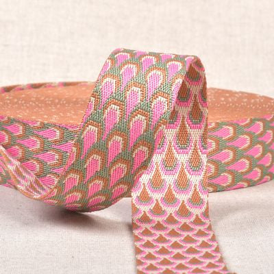 1.5" Peacock Webbing- Pink: Sold By the Yard