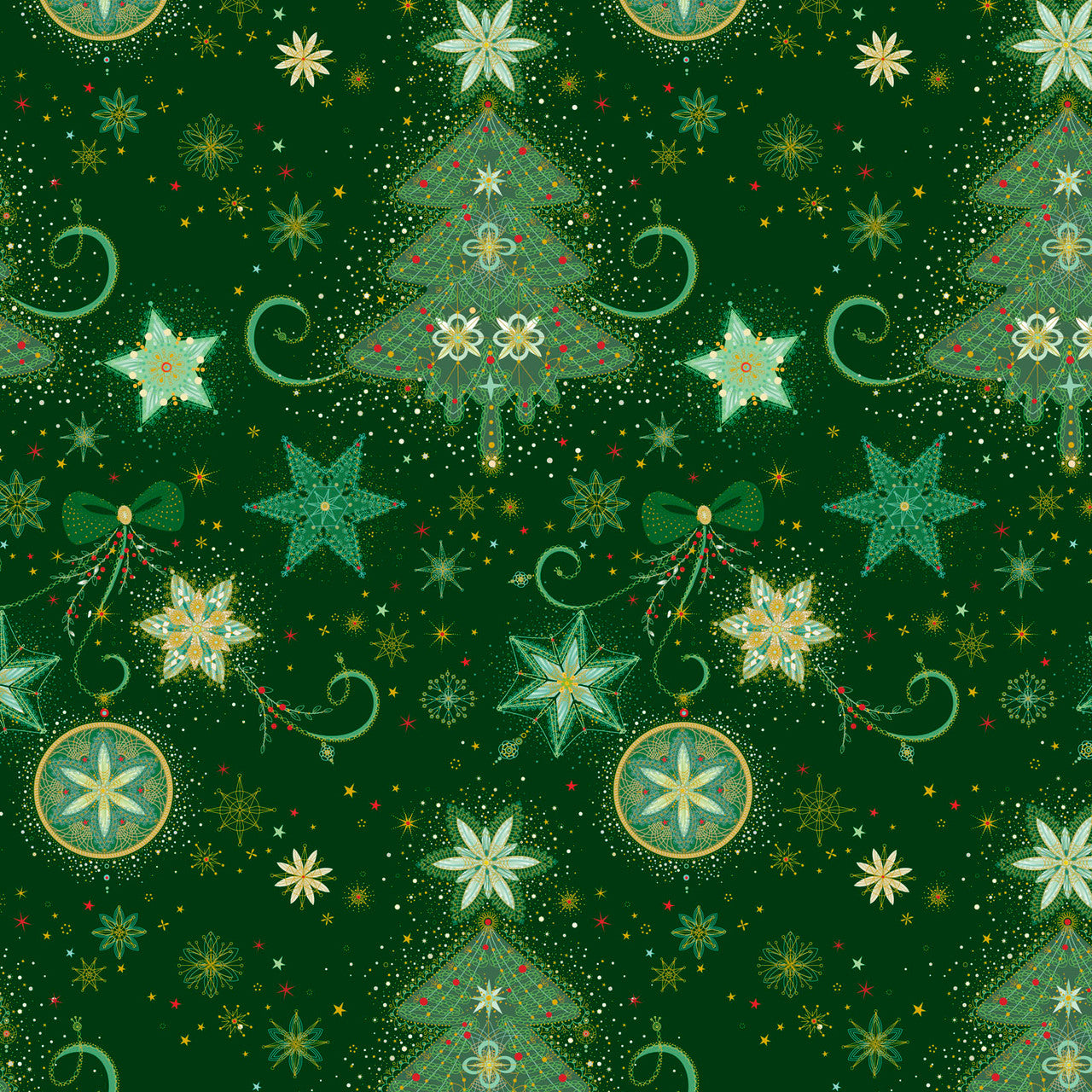 Turnowsky Treasures- Dark Green Delicate Trees: Sold by the 1/2 yard