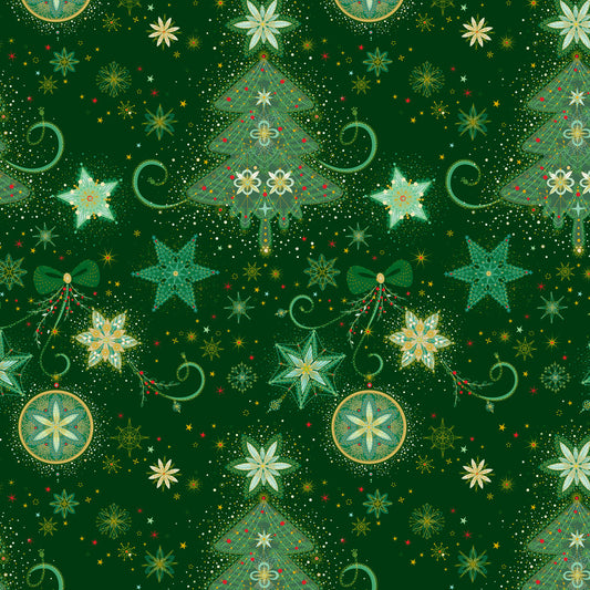 Turnowsky Treasures- Dark Green Delicate Trees: Sold by the 1/2 yard