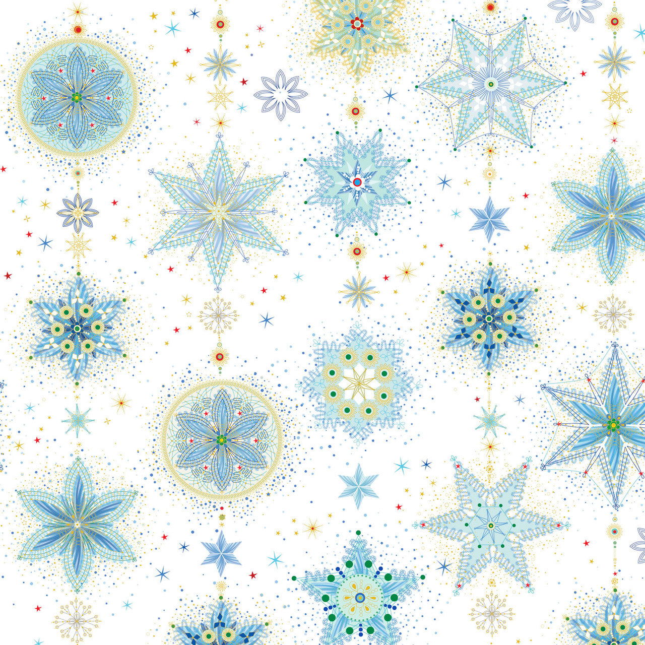 Turnowsky Treasures- White Delicate Snowflakes: Sold by the 1/2 yard