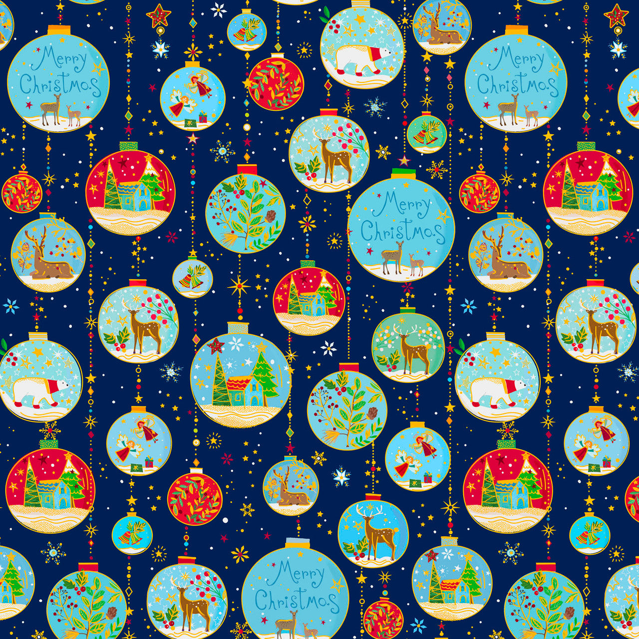Turnowsky Treasures- Dark Blue Baubles: Sold by the 1/2 yard