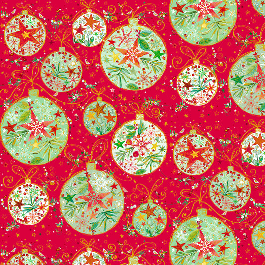 Turnowsky Treasures- Red Allover Ornaments: Sold by the 1/2 yard