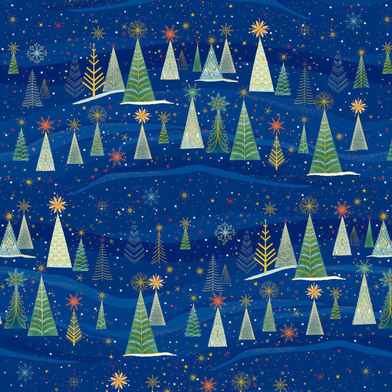 Turnowsky Treasures- Dark Blue Snowdrifts Allover: Sold by the 1/2 yard