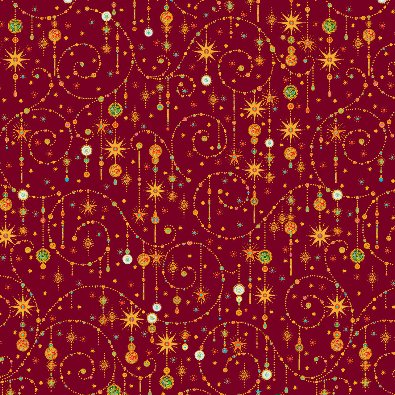 Turnowsky Treasures- Dark Red Ornate Scrolls: Sold by the 1/2 yard