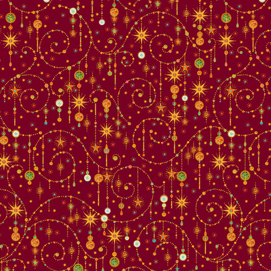Turnowsky Treasures- Dark Red Ornate Scrolls: Sold by the 1/2 yard