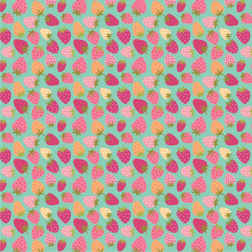 Calico Cowgirls- Teal Strawberry Pie: Sold by the 1/2 yard