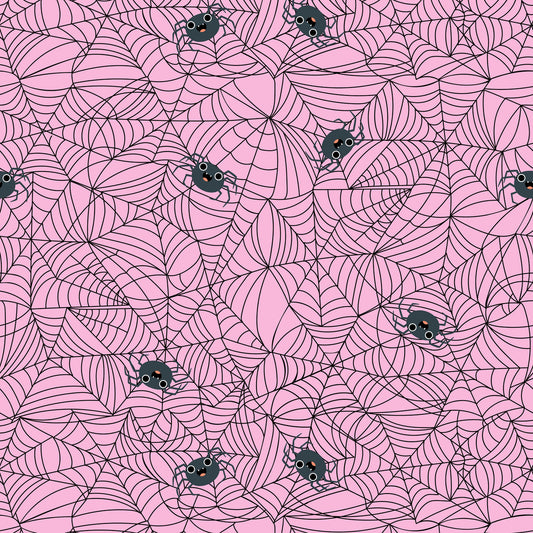 Not Scary- Pink Spunky Spidey: Sold by the 1/2 yard