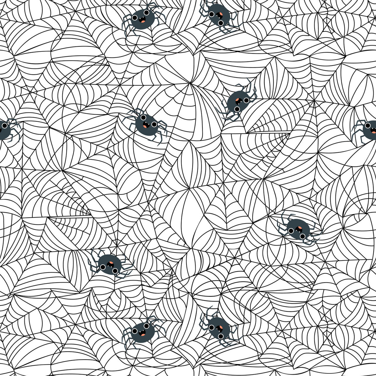 Not Scary- White Spunky Spidey: Sold by the 1/2 yard