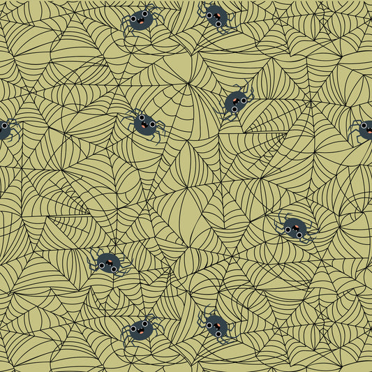 Not Scary- Green Spunky Spidey: Sold by the 1/2 yard