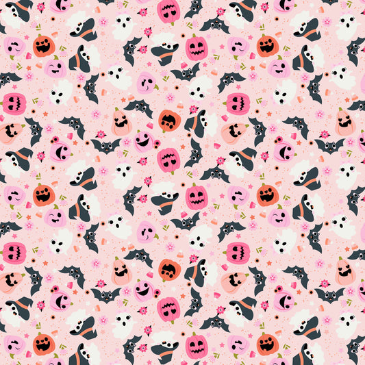 Not Scary- Pink Going Batty: Sold by the 1/2 yard