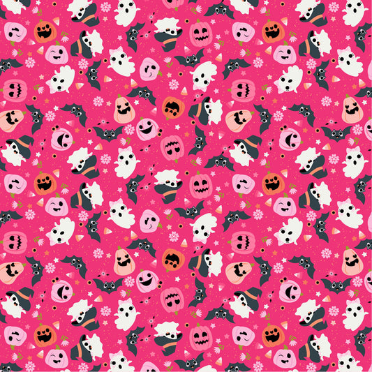 Not Scary- DK Pink Going Batty: Sold by the 1/2 yard