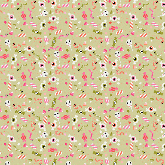 Not Scary- Green Gooey Sweets: Sold by the 1/2 yard