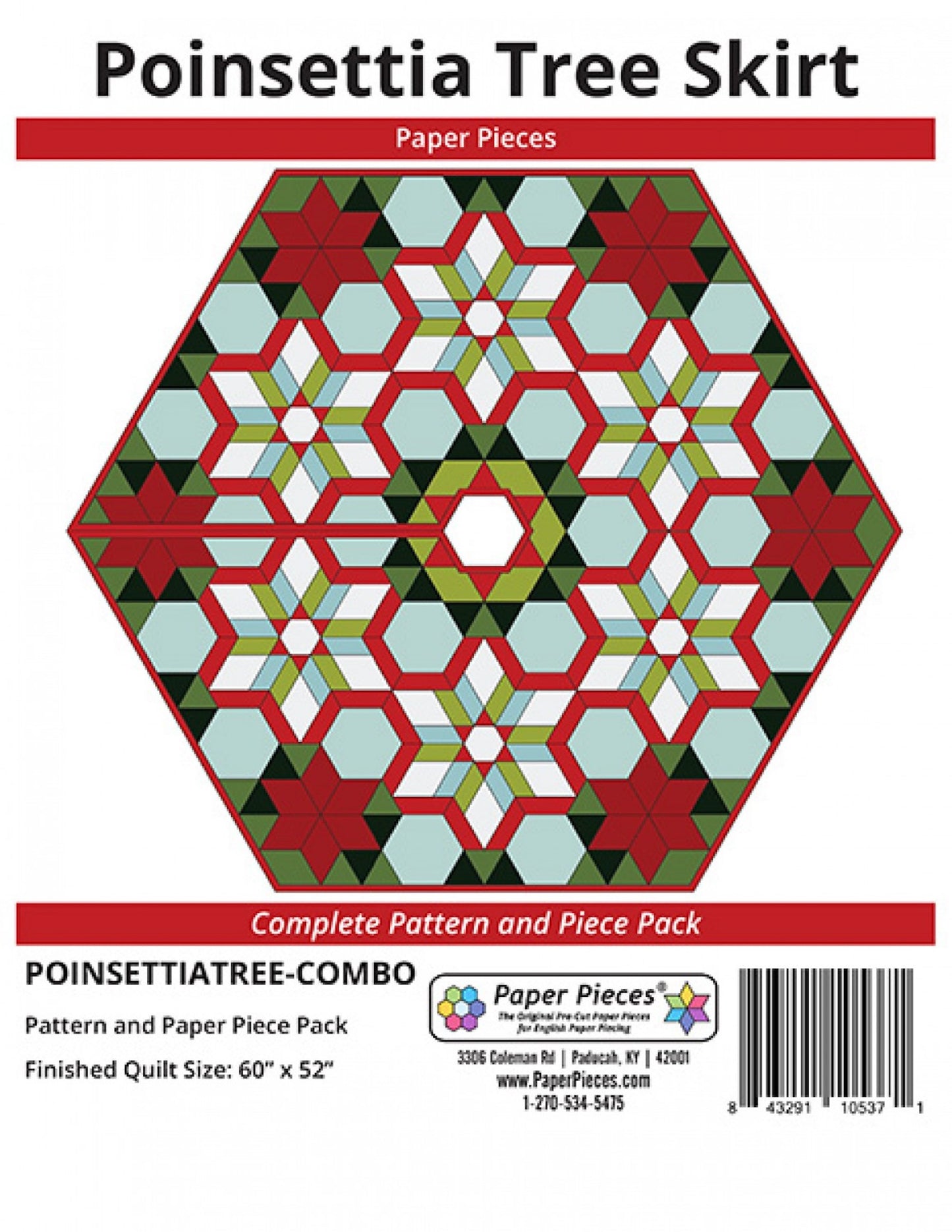 Poinsettia Tree Skirt Complete Pattern and Paper Piece Pack by Paper Pieces