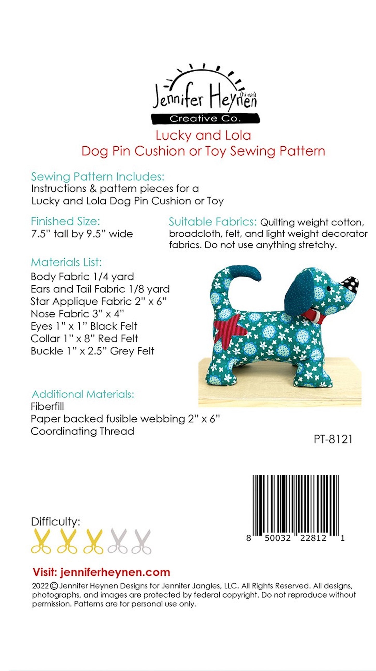 Lucky and Lola Pin Cushion or Toy Pattern