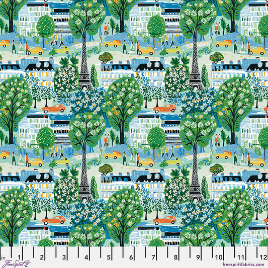 Stannie & Lloyd- Sky Meet Me in Paris: Sold by the 1/2 yard