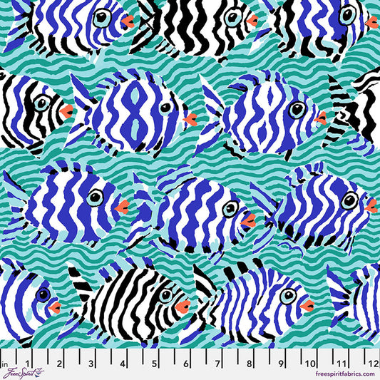 Kaffe Fassett Collective August 2025- Aqua Minnows: Sold by the 1/2 yard