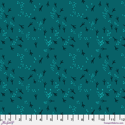 What the Birds Said- Teal Fancy Feet: Sold by the 1/2 yard