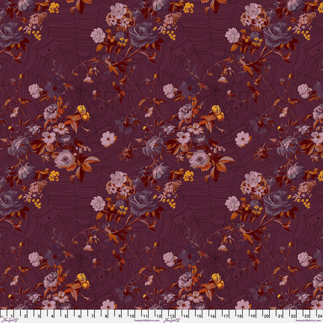 Enrapture- Cabernet Vining: Sold by the 1/2 yard.
