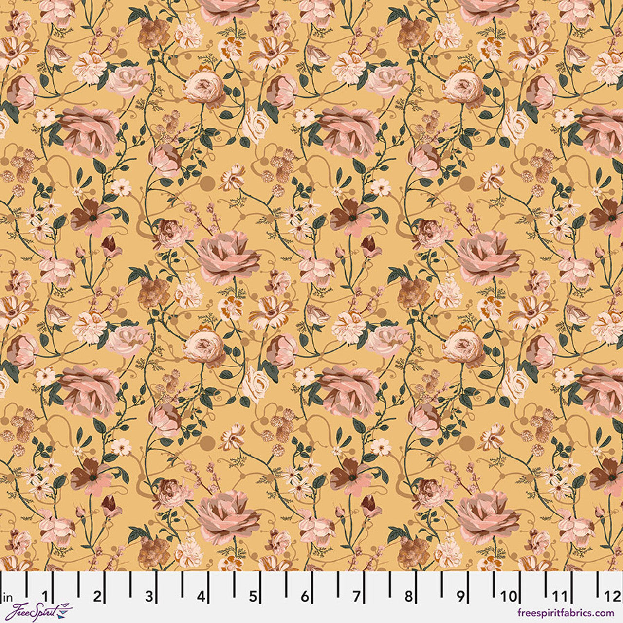 Enrapture- Canary Entwined: Sold by the 1/2 yard.
