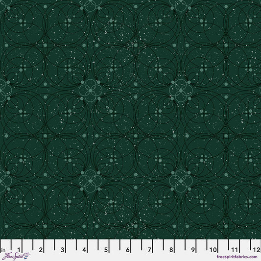 Enrapture- Emerald Flourish: Sold by the 1/2 yard.
