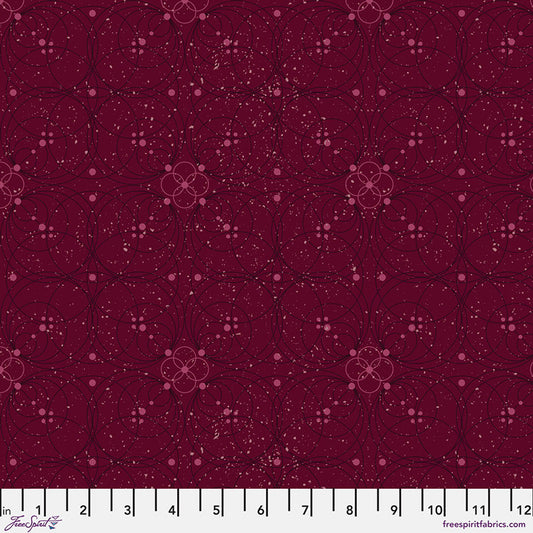 Enrapture- Garnet Flourish: Sold by the 1/2 yard.