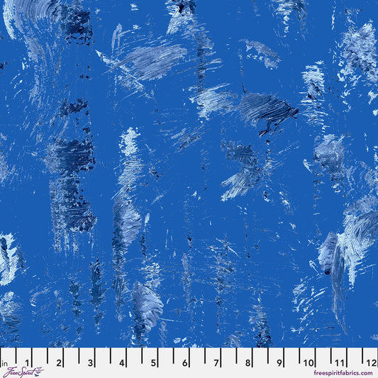 Hue- True Blue Brushstrokes: Sold by the 1/2 yard
