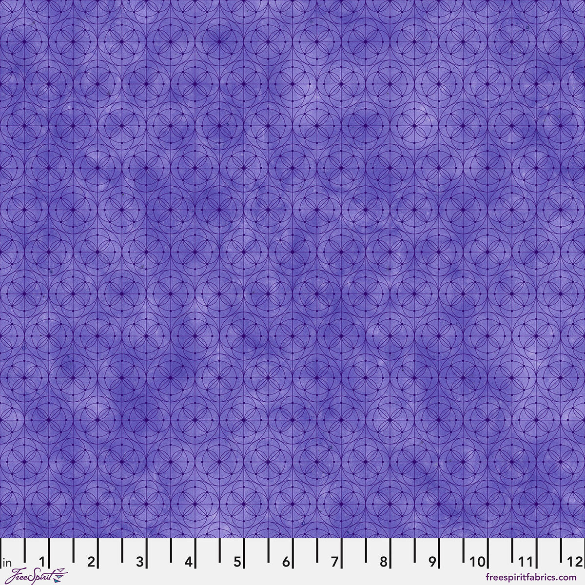 Hue- Indigo Geo: Sold by the 1/2 yard