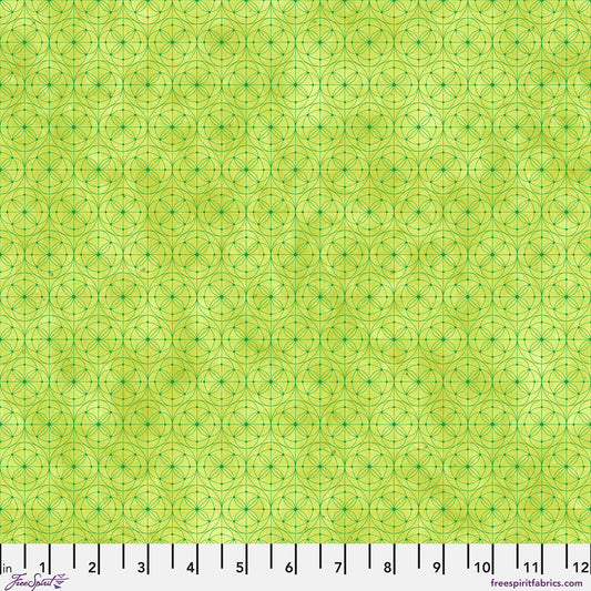 Hue- Lime Geo: Sold by the 1/2 yard