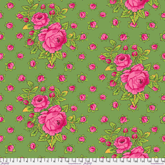 Kaffe Fassett February 2026- Green Rosie: Sold by the 1/2 yard