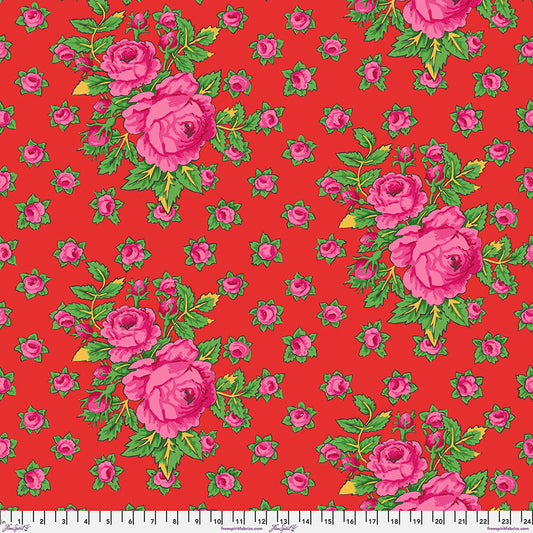 Kaffe Fassett February 2026- Red Rosie: Sold by the 1/2 yard