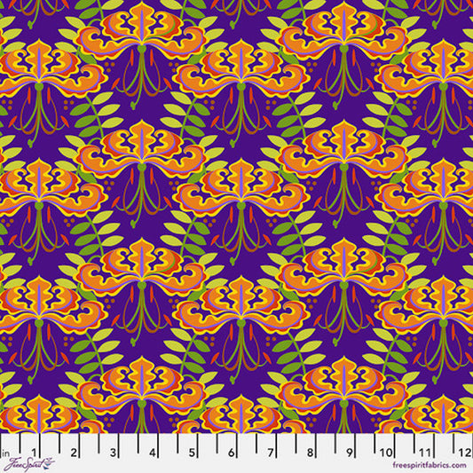 Gloriosa Garden- Purple Gloriosa Lily: Sold by the 1/2 Yard