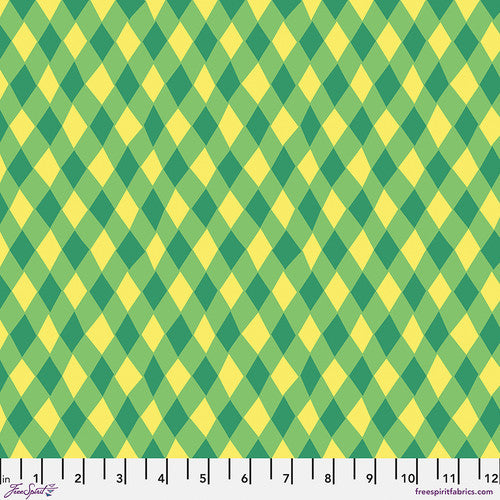 Flower Dance- Green Diamonds: Sold by the 1/2 yard PREORDER