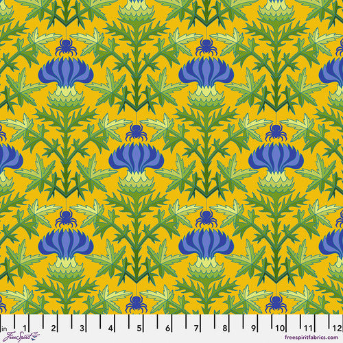 Flower Dance- Yellow Thistle: Sold by the 1/2 yard PREORDER