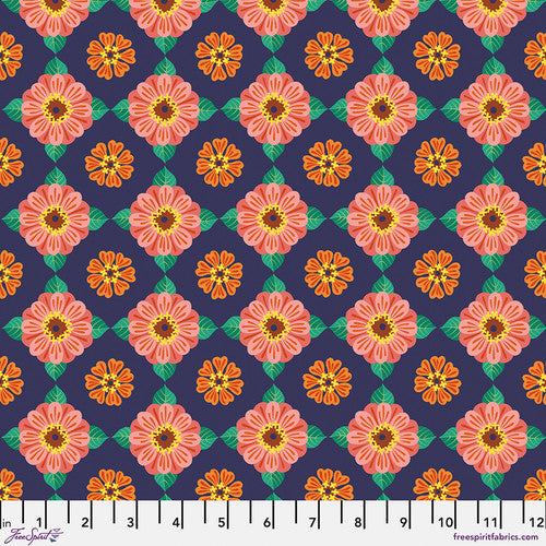 Flower Dance- Small Zinnia Multi: Sold by the 1/2 yard PREORDER