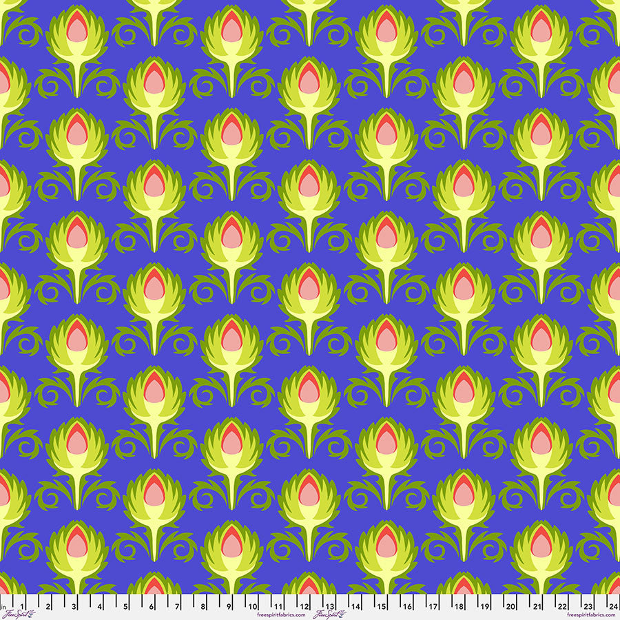 Vegetable Patch- Blue Artichoke: Sold by the 1/2 yard
