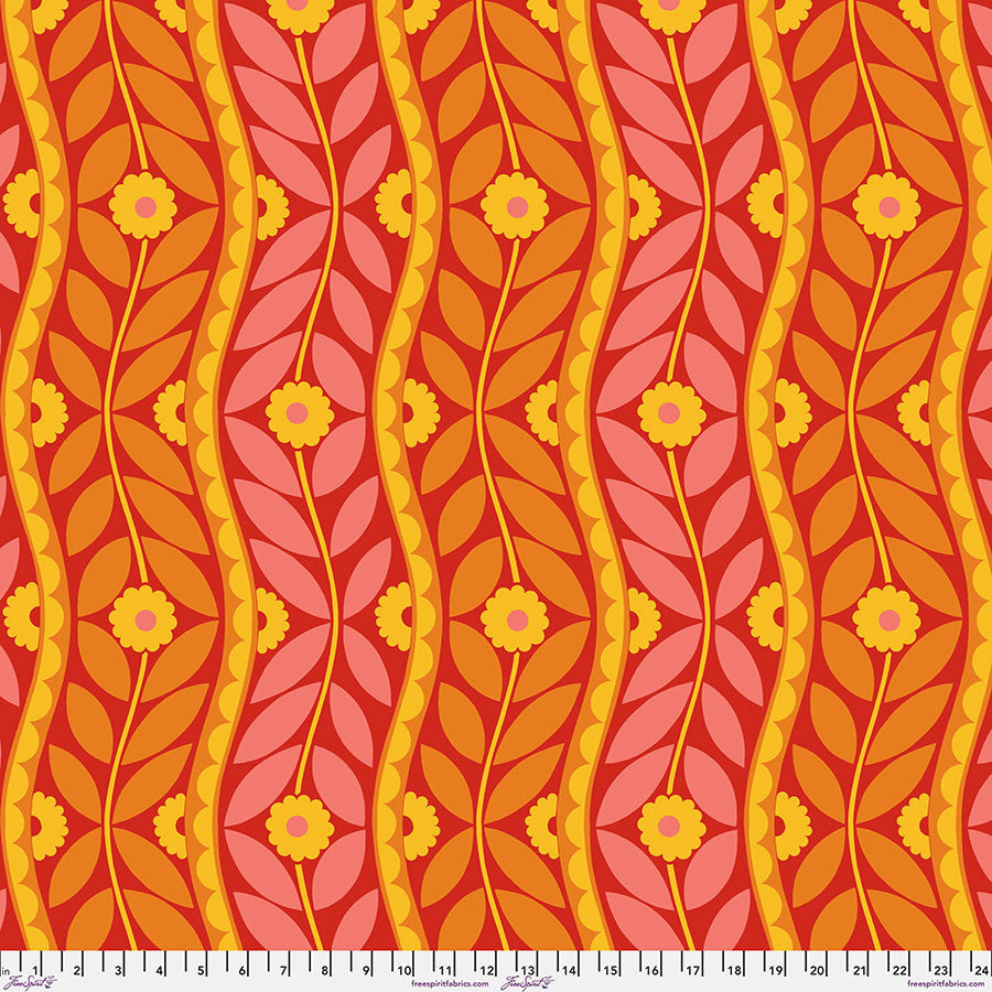 Vegetable Patch- Red Brocade: Sold by the 1/2 yard