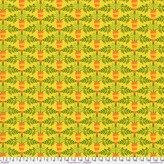 Vegetable Patch- Yellow Sm Carrot: Sold by the 1/2 yard