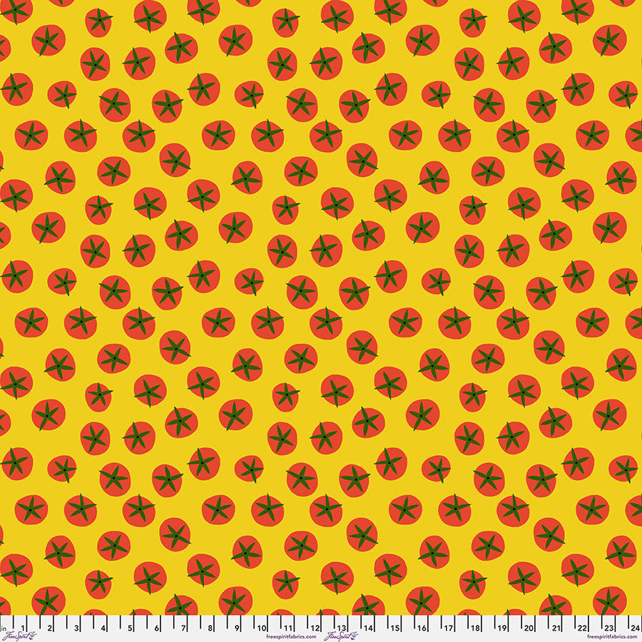 Vegetable Patch- Yellow Tomato: Sold by the 1/2 yard