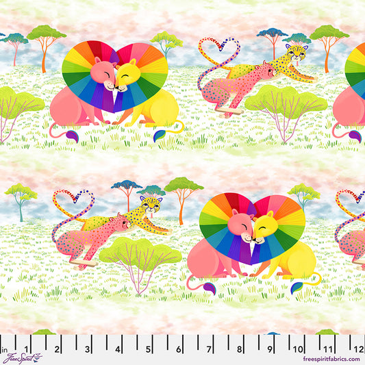 Love in the Wild- Multi Love in the Savanna: Sold by the 1/2 yard