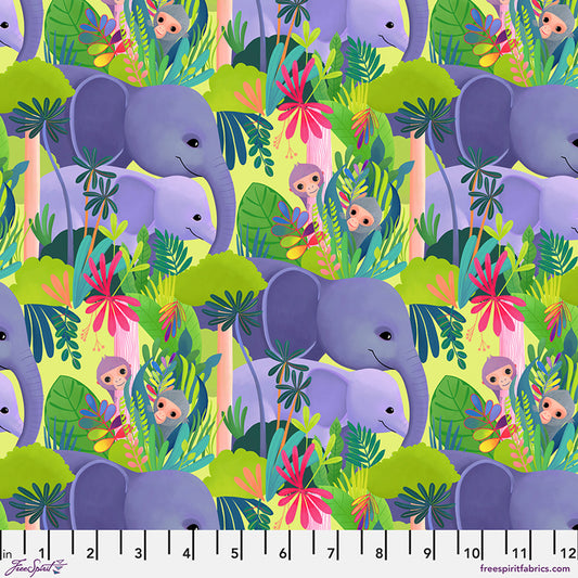 Love in the Wild- Green Love in the Jungle: Sold by the 1/2 yard