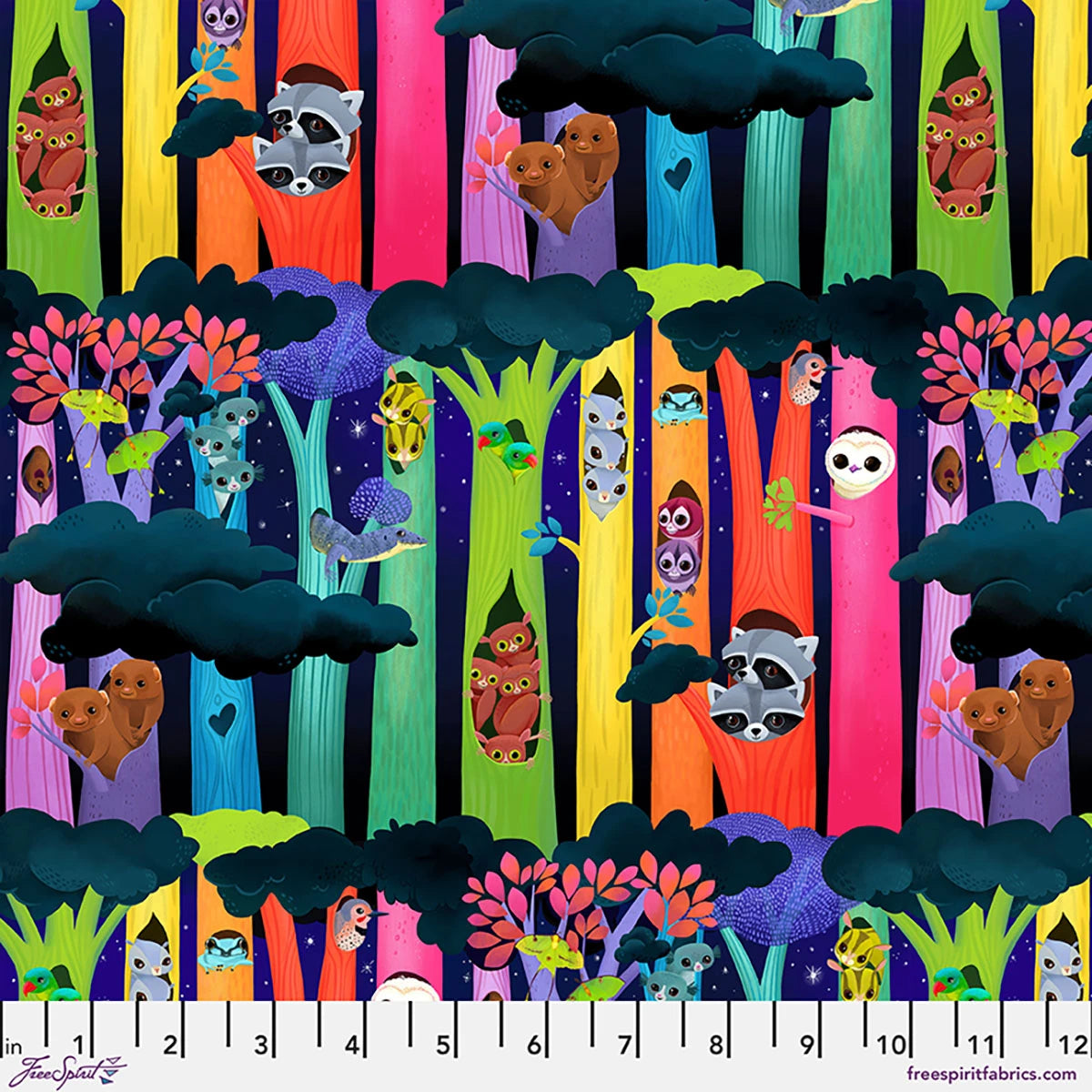 Love Under the Stars- Multi Peekaboo Forest: Sold by the 1/2 yard