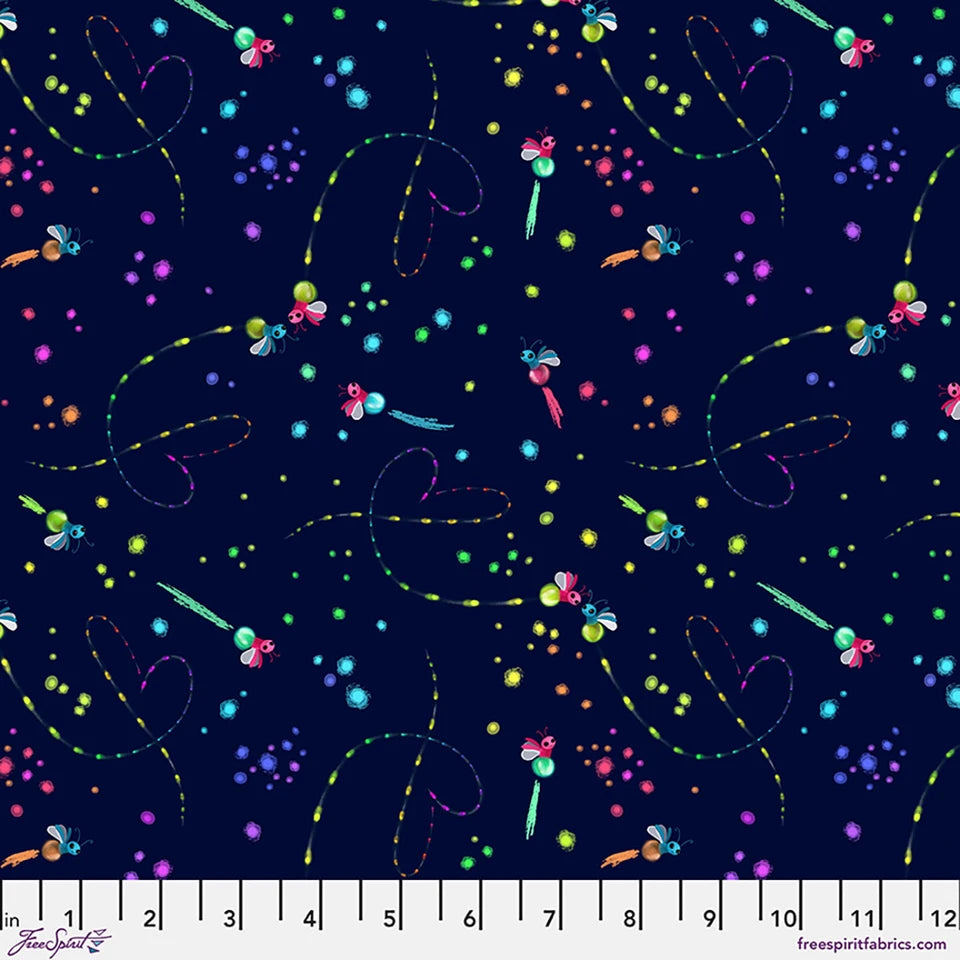 Love Under the Stars- Dk Purple Firefly Sky: Sold by the 1/2 yard