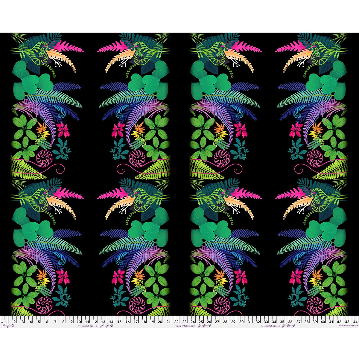 Love Under the Stars- Black Fern Curl Border: Sold by the 1/2 yard