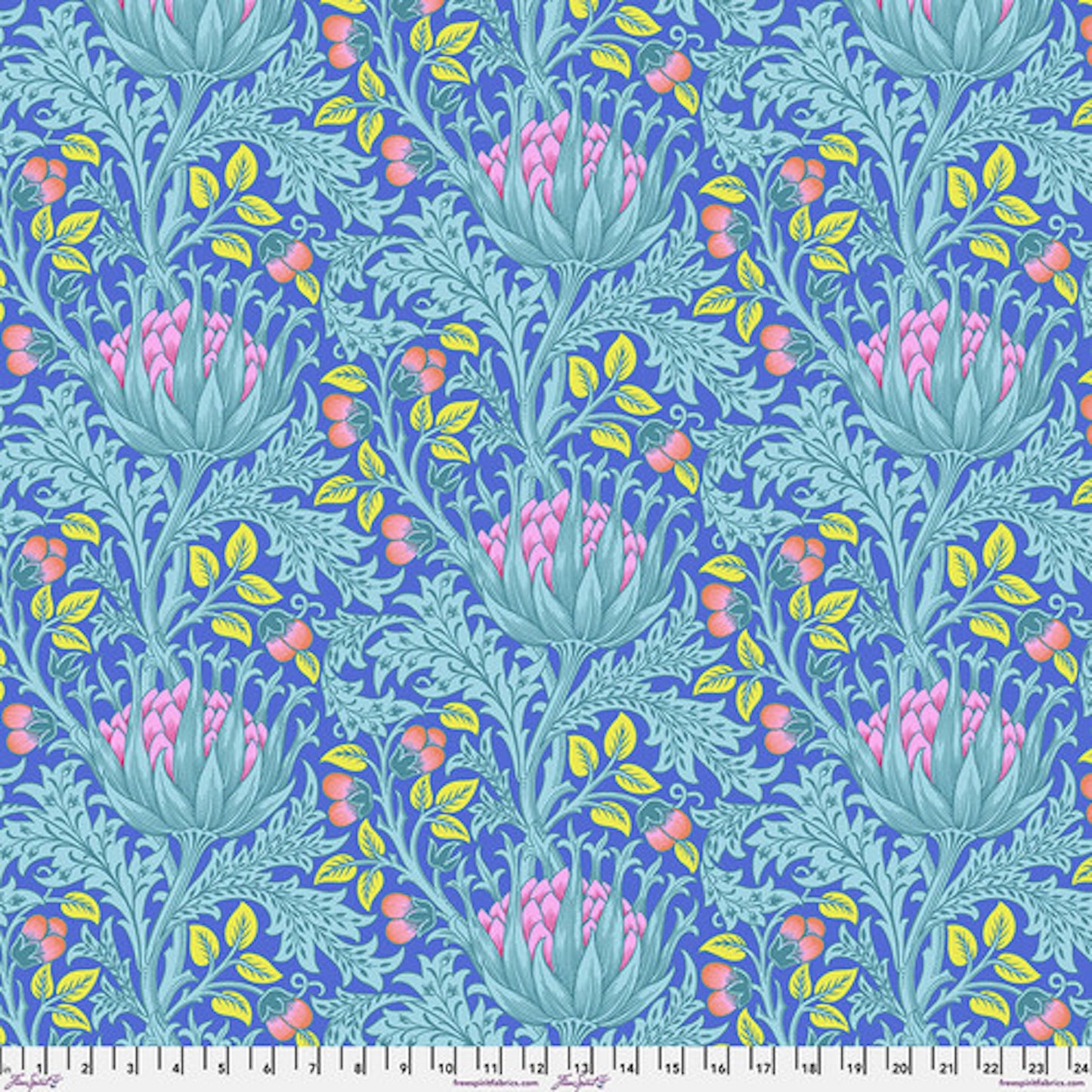 Kaffe x Morris & Co- Blue Artichoke: Sold by the 1/2 yard