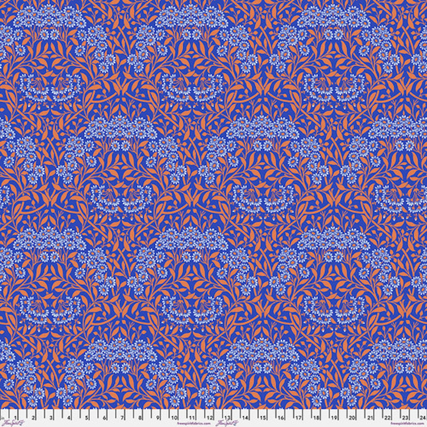 Kaffe x Morris & Co- Cobalt Michaelmas Daisy: Sold by the 1/2 yard