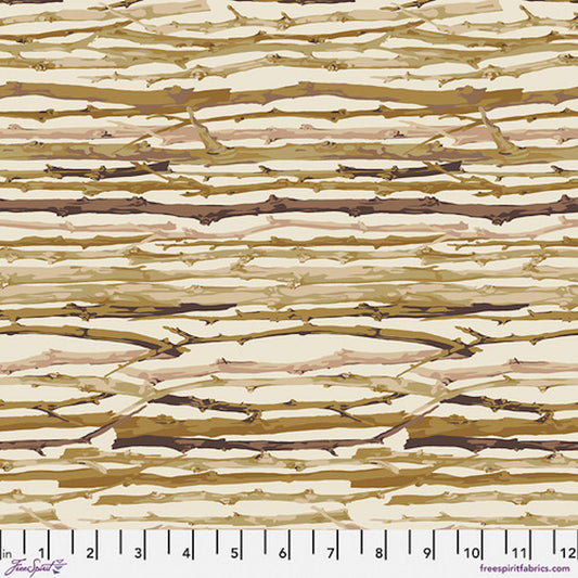 Garden- Natural Twig Stripe: Sold by the 1/2 yard.